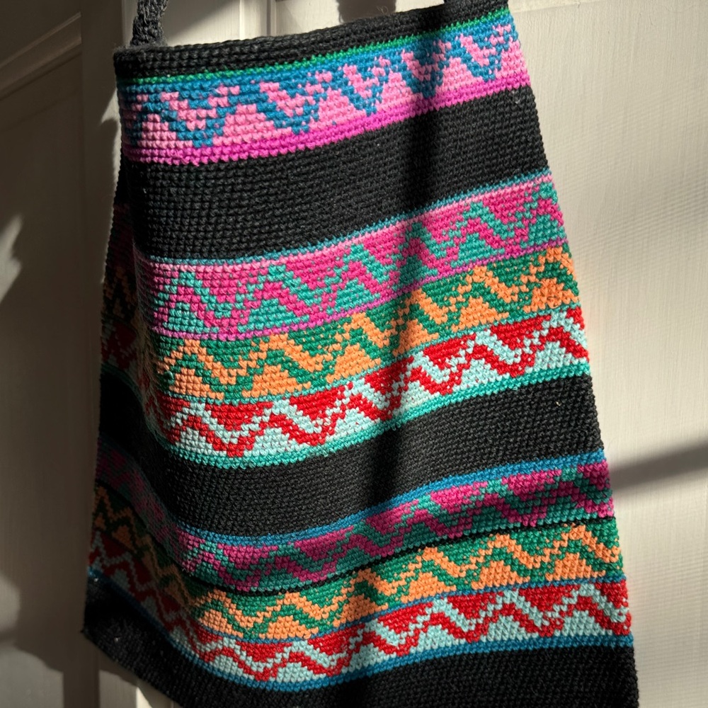 Black Guatemala woven Multicolor woven bag